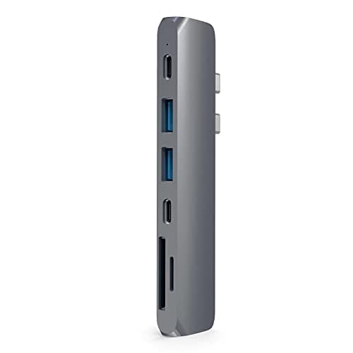 Satechi Pro Hub 7-in-1 USB-C Adapter, 4K HDMI, 87W PD Charging, Space Gray
