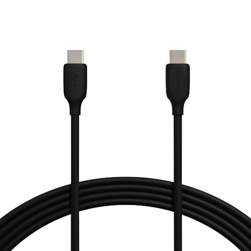 Amazon Basics USB-C to USB-C 2.0 Fast Charging Cable, 60W, 480Mbps Speed, USB-IF Certified, for Apple iPhone 16/15, iPad, Samsung Galaxy, Tablets, Laptops, 10 Foot, Black